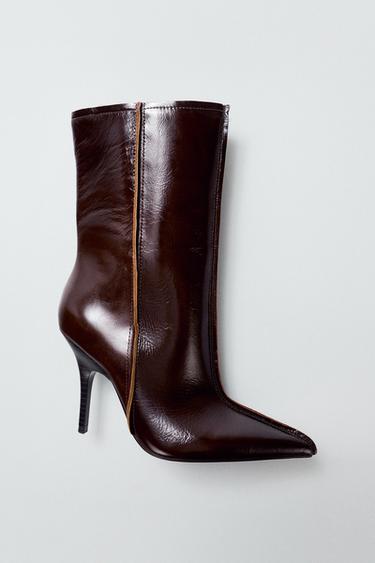 ШКІРЯНІ ЧЕРЕВИКИ З ГОСТРИМ НОСКОМ - Коричневий Zara