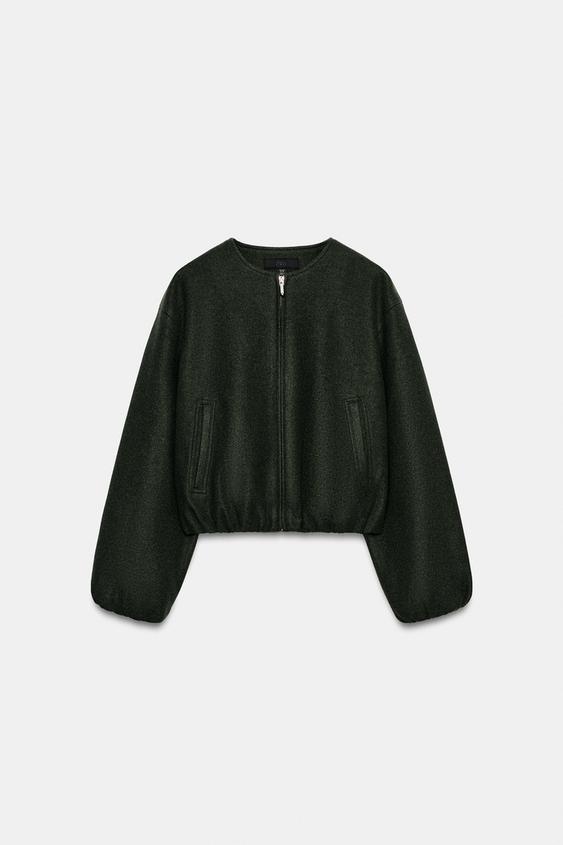 SOFT-TOUCH BOMBER JACKET - Khaki by Zara - Image 0