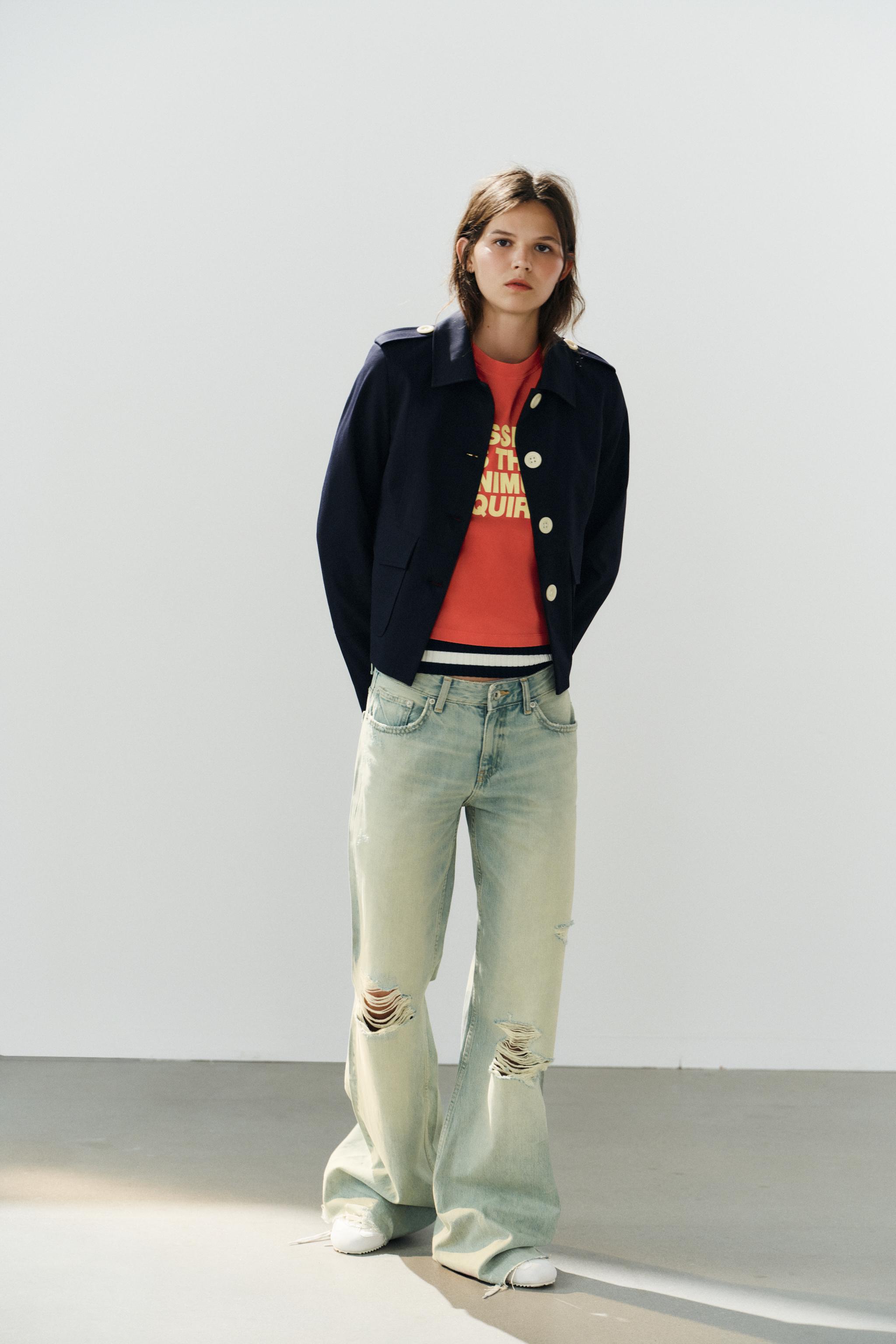 CONTRAST BUTTON POCKET BLAZER — Dark navy