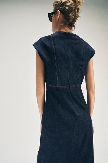 MIDI DRESS WITH LACE INSERTS - Blue by Zara - Image 2