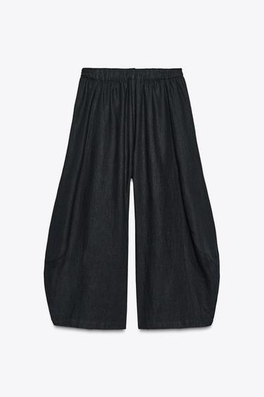 ZW COLLECTION LINEN VOLUME TROUSERS - Black by Zara - Image 3