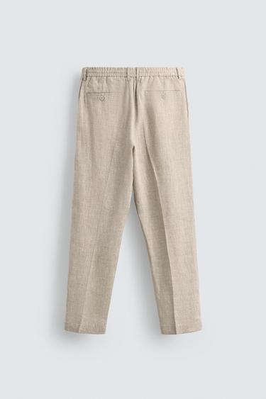 REGULAR FIT 100% LINEN TROUSERS - Light beige by Zara - Image 6