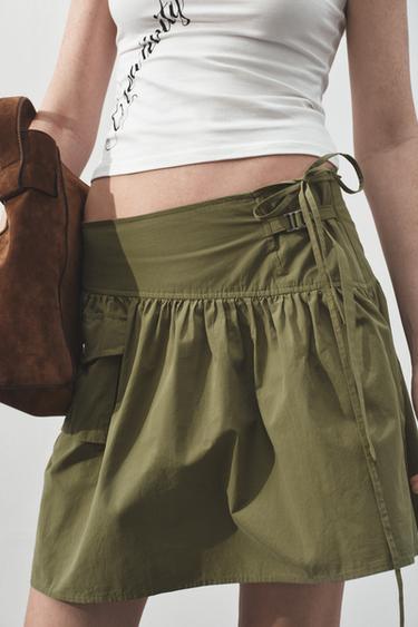 SHORT SKIRT WITH BELT LOOP DETAIL - Light khaki by Zara