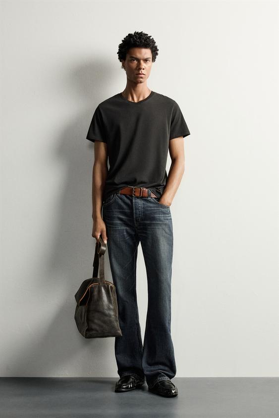 Zara SLIM FIT V-NECK T-SHIRT - Black - Image 0