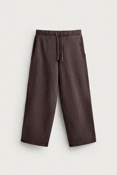 WASHED RELAXED FIT JOGGER TROUSERS - Brown by Zara
