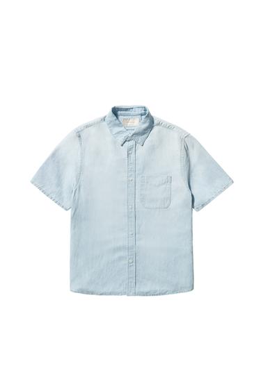 Zara LIGHTWEIGHT DENIM SHIRT - Light blue