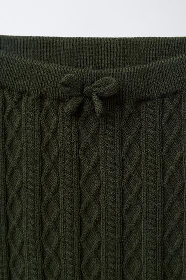 CABLE KNIT LEGGINGS - Dark green by Zara - Image 2
