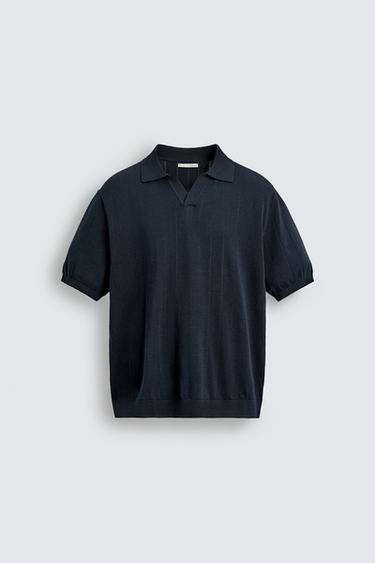 Zara REGULAR FIT KNIT POLO SHIRT - Dark navy