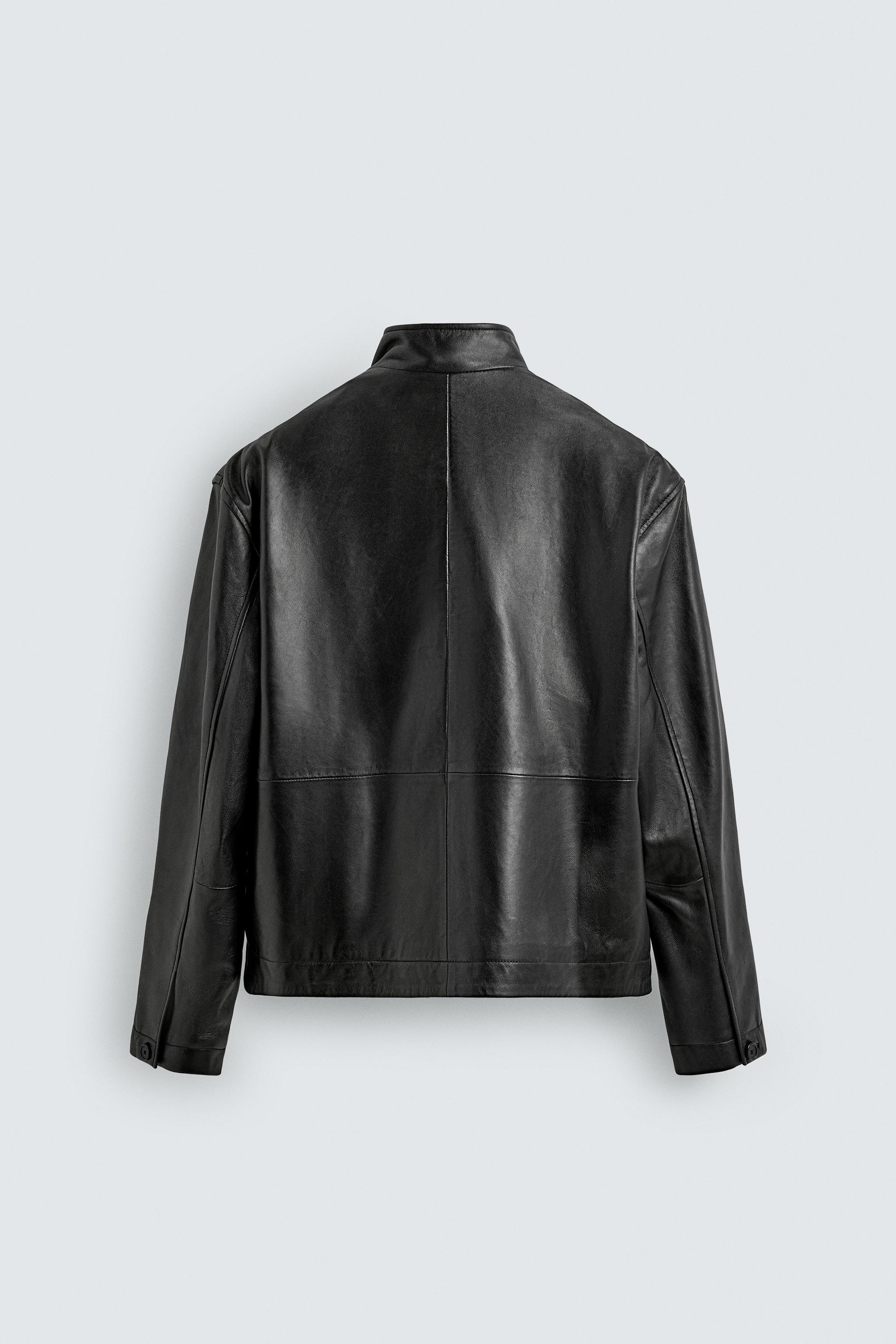 JAQUETA DE COURO RELAXED FIT - Preto | ZARA Brasil