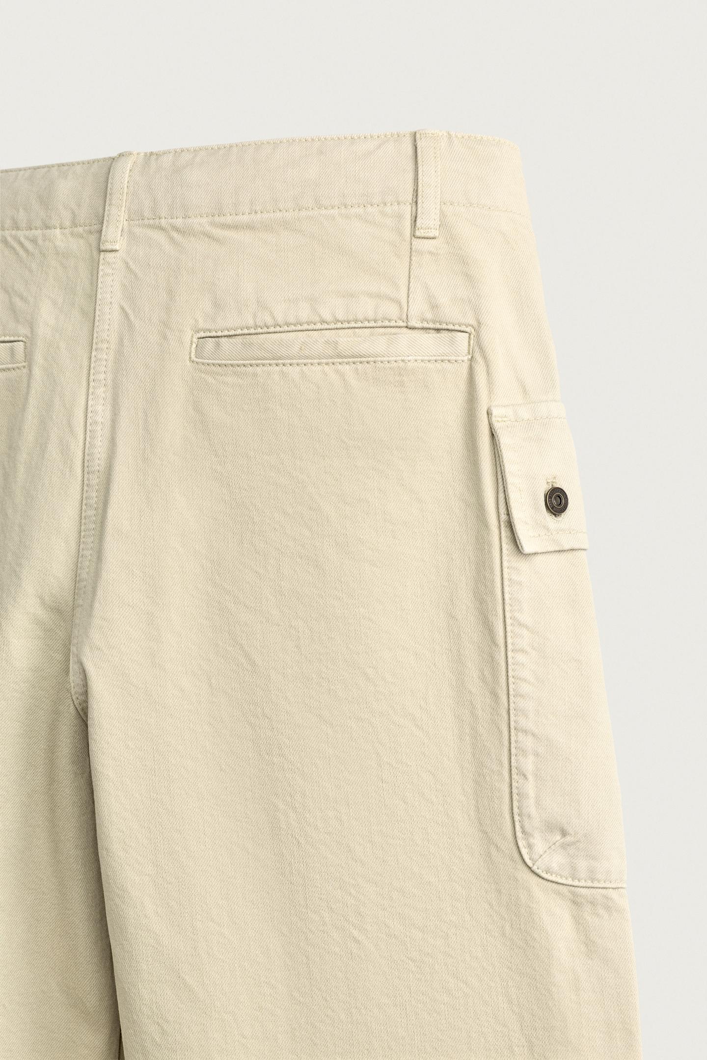 Мужские брюки Zara Relaxed Fit Cargo, цвет: Серый зелёный — фото 9