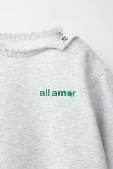 SLOGAN PRINT SWEATSHIRT AND TROUSERS SET - Grey marl by Zara - Image 2