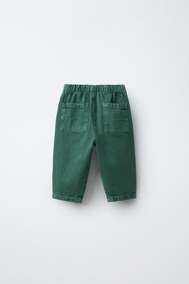 PANTALON EN SERGÉ BAGGY - Vert moyen de Zara - Image 1