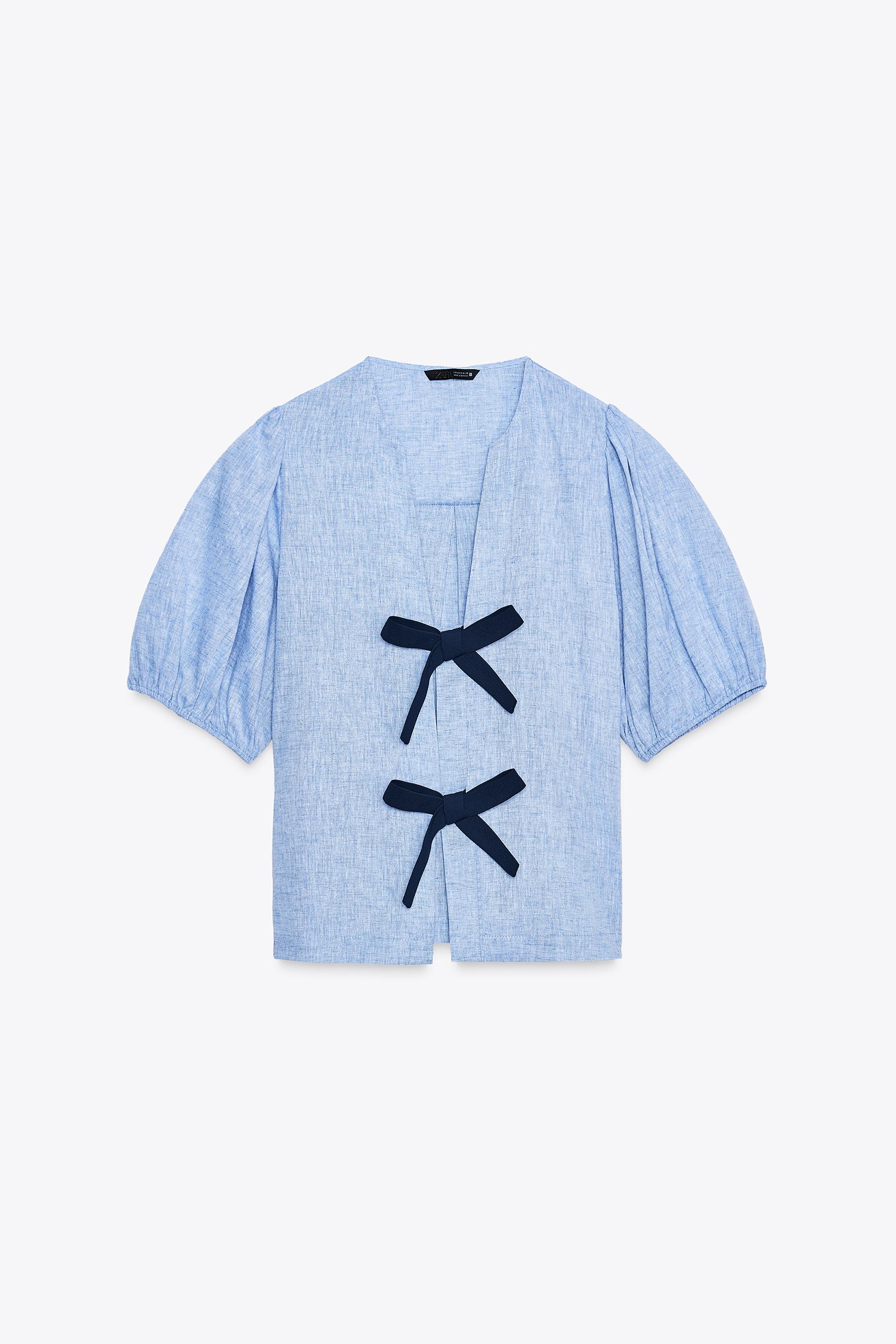 LINEN TIE BLOUSE
