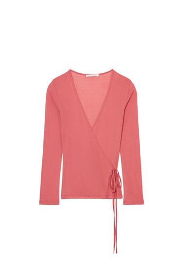 SUPIMA® WRAP T-SHIRT - Red / Coral by Zara