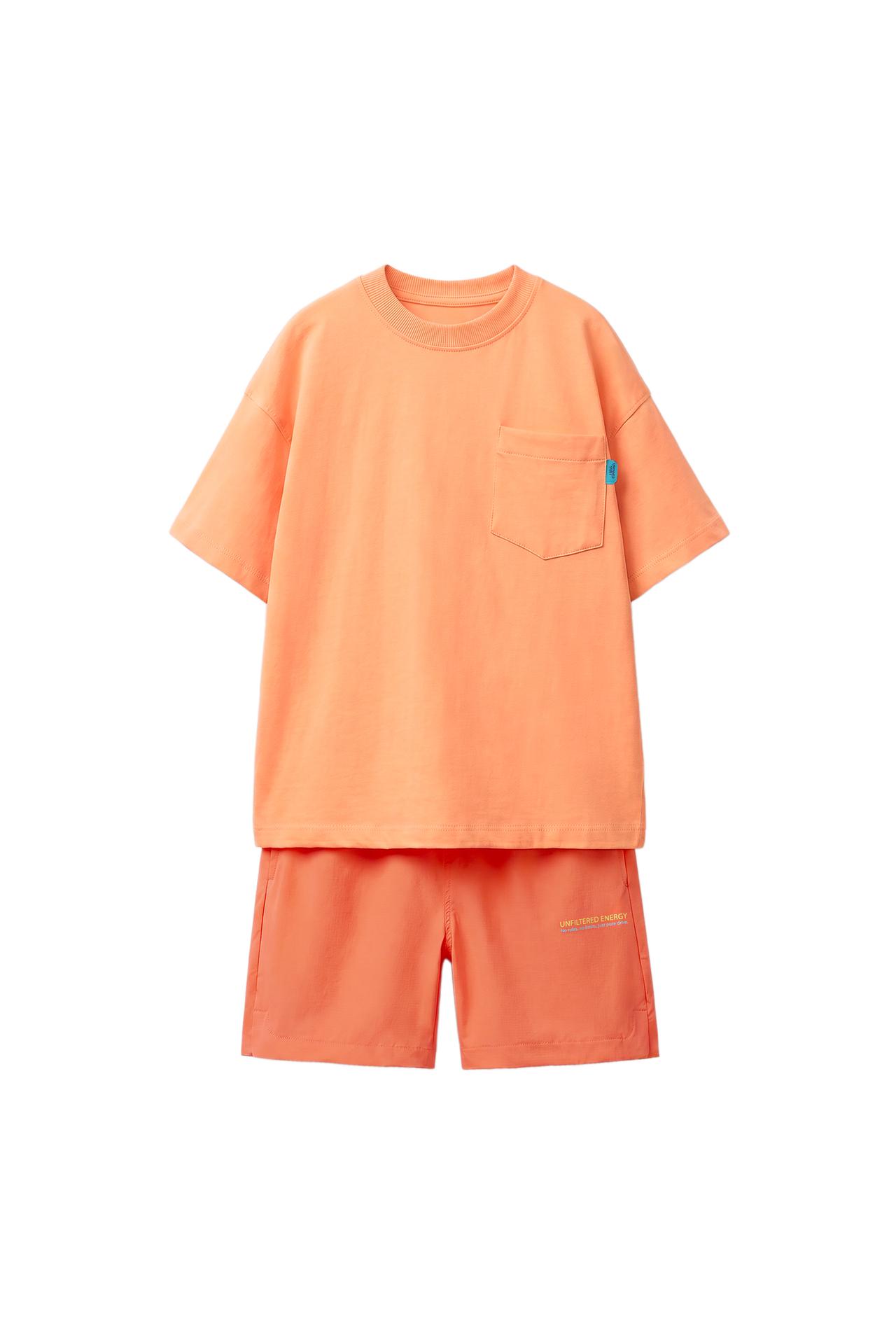TECHNICAL T-SHIRT AND BERMUDA SET — Bright orange