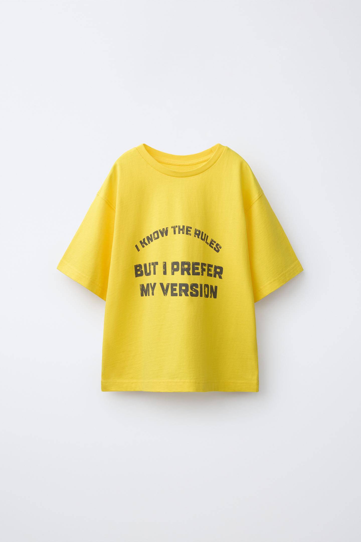 Детская футболка Zara Text Print, цвет: Яркий жёлтый — фото 2
