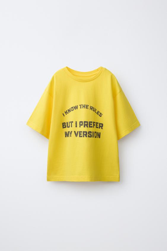 SLOGAN PRINT T-SHIRT - Bright yellow by Zara - Image 0