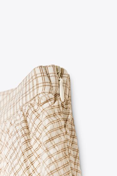 CHECKED SKIRT WITH RUFFLES - Brown / Ecru by Zara - Image 6