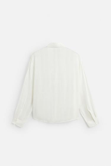 CHEMISE JACQUARD À CARREAUX - Blanc cassé de Zara - Image 7