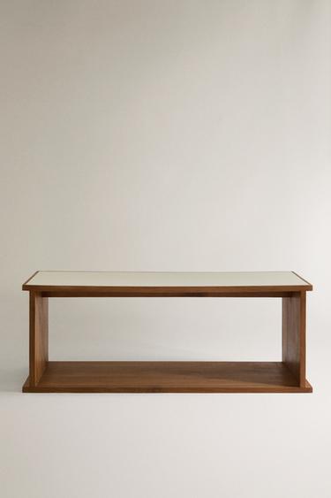 OAK AND LEATHER STORAGE UNIT - Light beige by Zara