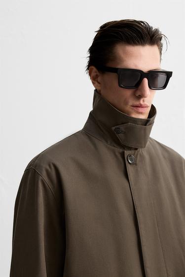Zara WAXED EFFECT TRENCH - Earth