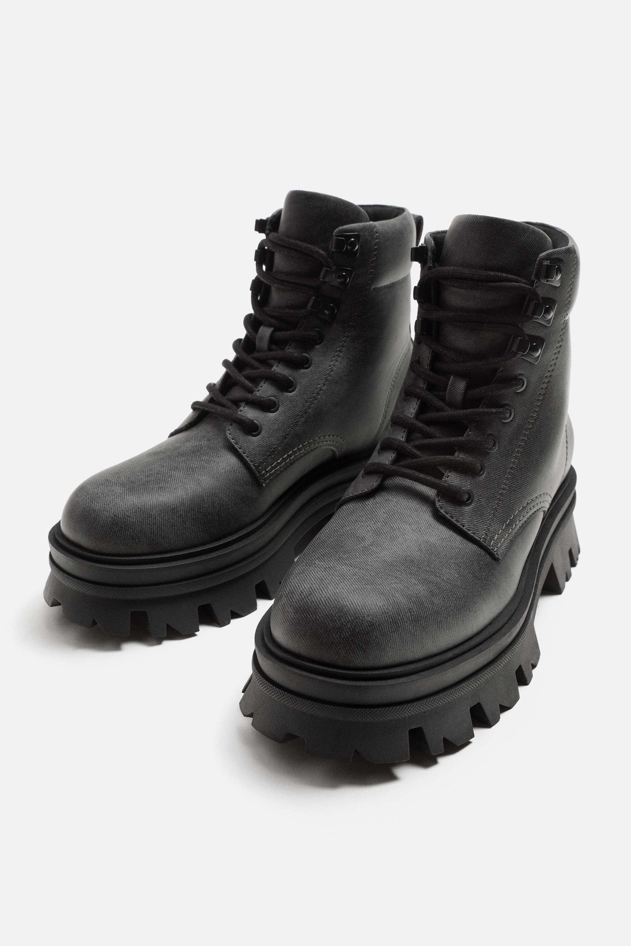 CHUNKY LACE UP BOOTS Black ZARA United States