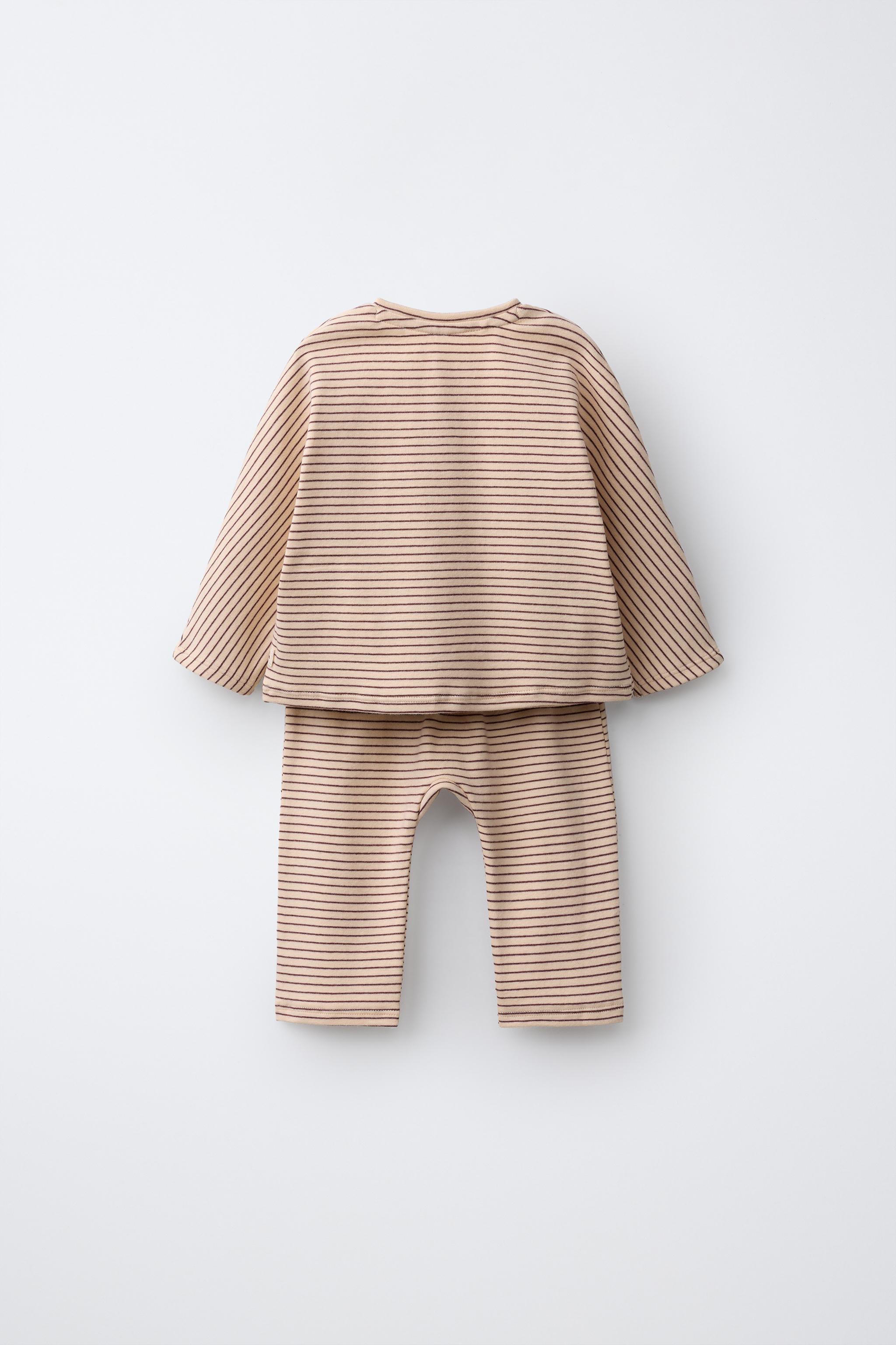 Детские брюки Zara STRIPED T-SHIRT AND JOGGER PANTS SET — фото 2