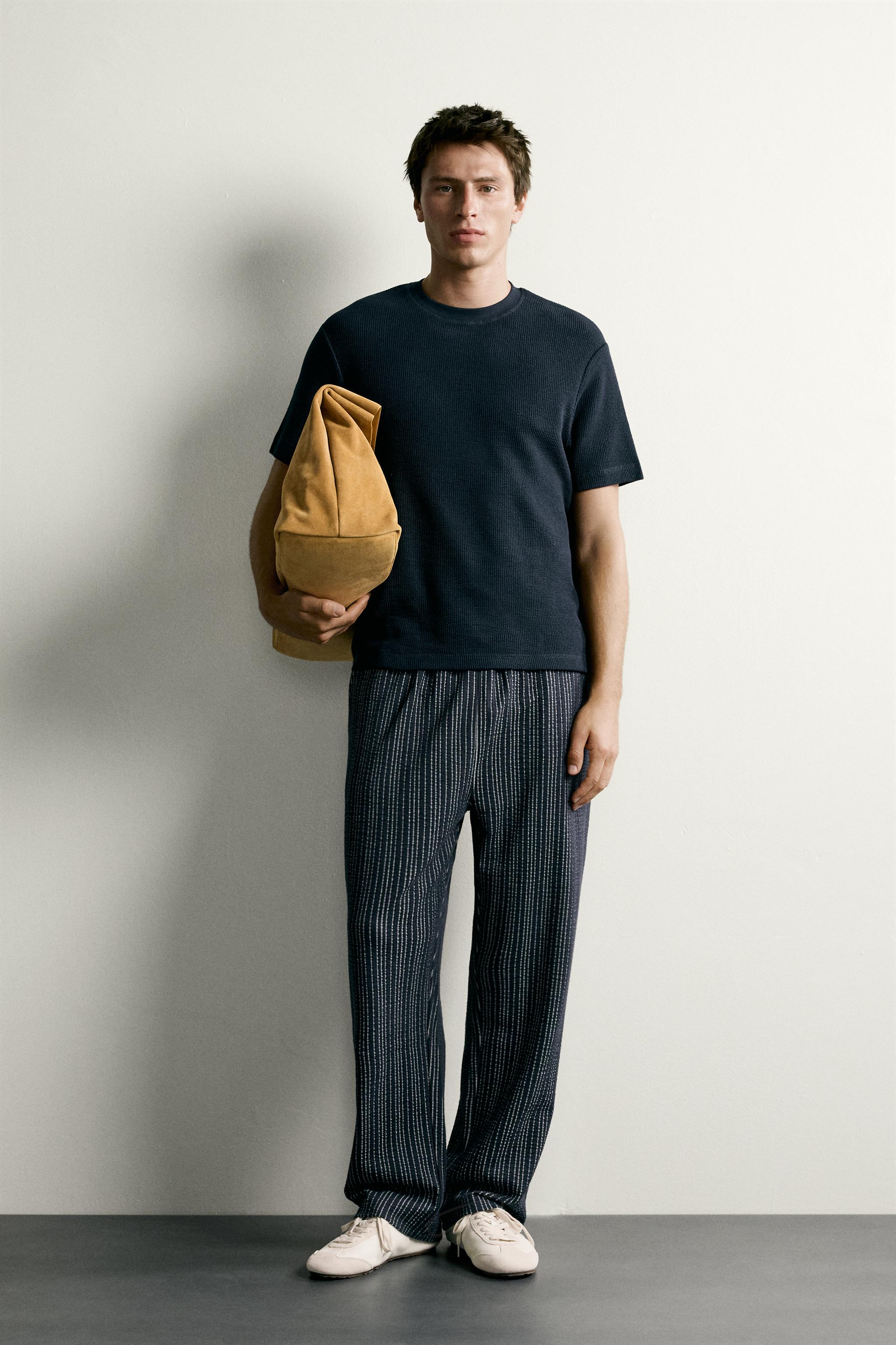 Мужские футболки Zara REGULAR FIT SEERSUCKER T-SHIRT