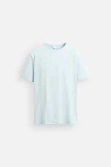 T-SHIRT SLIM FIT BASIQUE - Bleu ciel de Zara