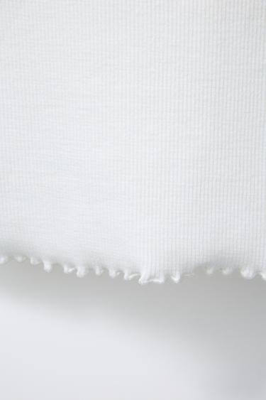EMBROIDERED RIBBED TOP - White by Zara - Image 3
