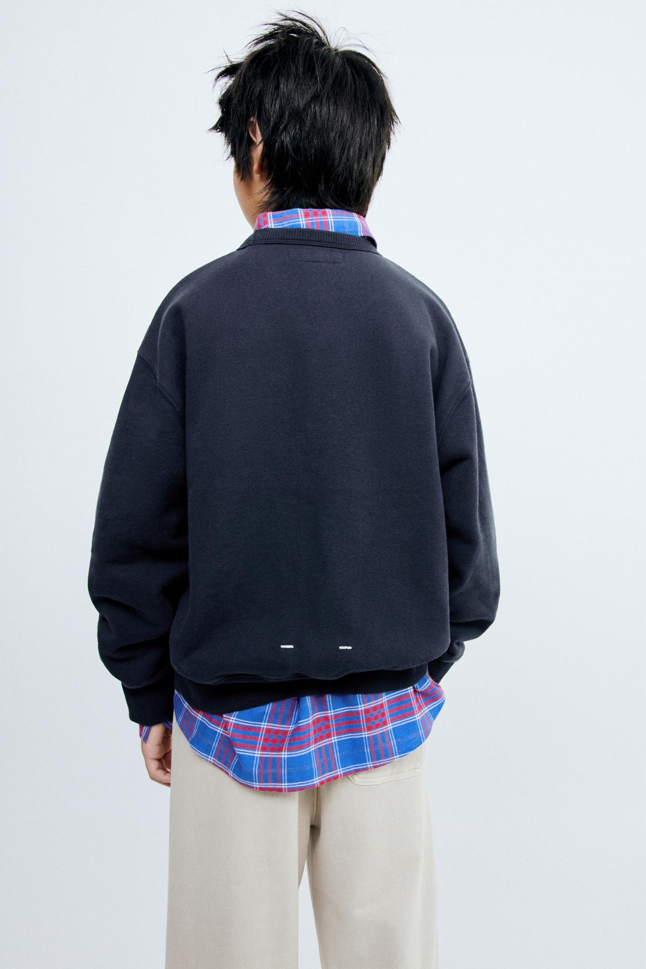 STORIESZ - TEXTURED SOLID SWEATSHIRT — navy