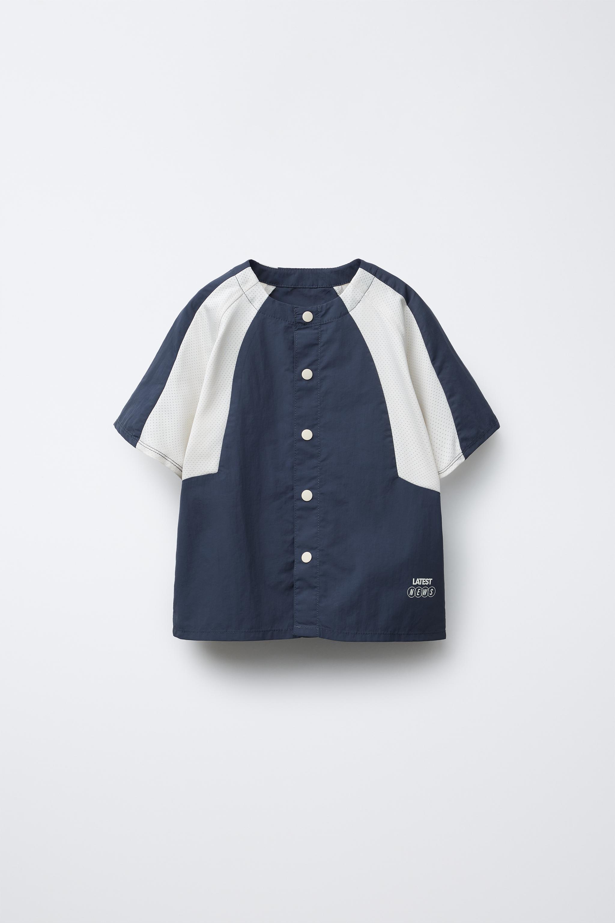 テキストプリント入りテクニカルシャツ - ネイビーブルー | ZARA