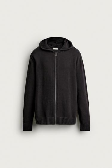 100% COTTON KNIT HOODIE - Chocolate by Zara