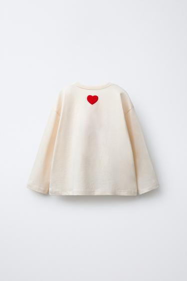 MICKEY AND MINNIE MOUSE © DISNEY FLOCKED HEART T-SHIRT - Oyster-white by Zara