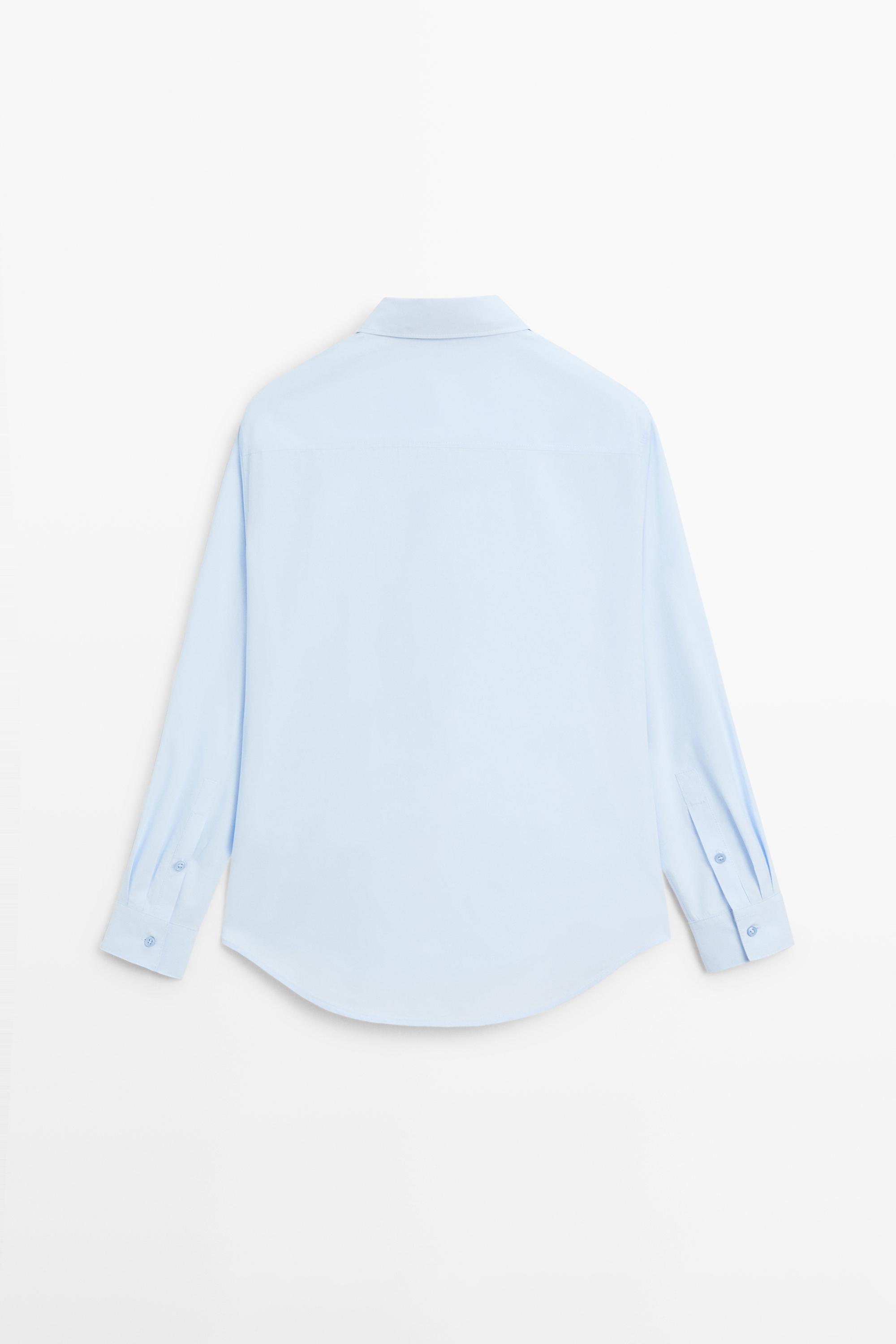 Poplin shirt with hidden buttons