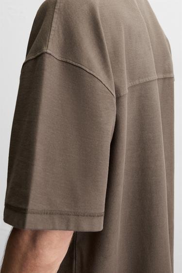 HEAVYWEIGHT TEXTURED T-SHIRT - Brown by Zara - Image 5
