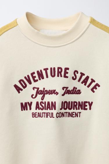 EMBROIDERED SLOGAN SWEATSHIRT - Oyster-white by Zara - Image 2