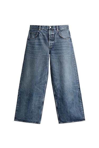 Zara FRUIT OF THE LOOM™ BAGGY FIT JEANS - Mid-blue