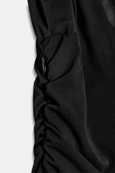 CONTRAST DRAPED MIDI DRESS - Black by Zara - Image 9