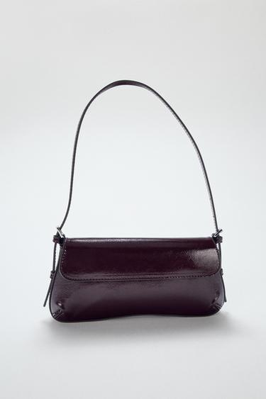 Zara FLAP SHOULDER BAG - Burgundy Red