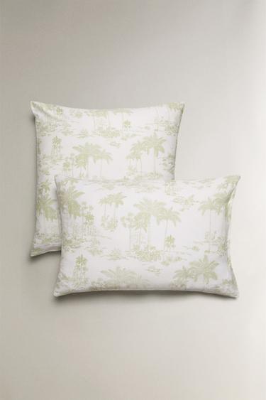 FEDERA GUANCIALE SATIN TOILE DE JOUY PALME - Verde di Zara - Immagine 0