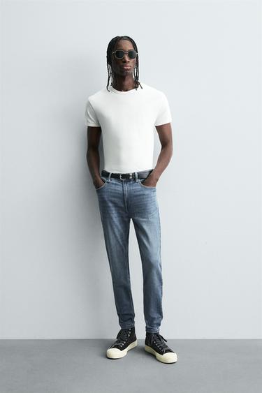 CROPPED SKINNY FIT JEANS - Mid-blue by Zara