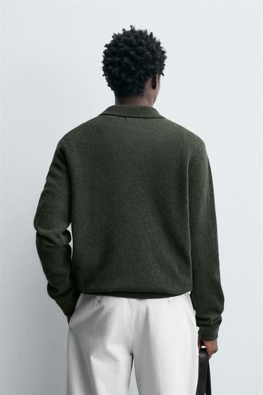 100% WOOL KNIT POLO SHIRT - GREEN by Zara - Image 2