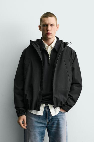 ÁO KHOÁC KỸ THUẬT WATER REPELLENT PHỐI LÔNG CỪU - Màu đen từ Zara