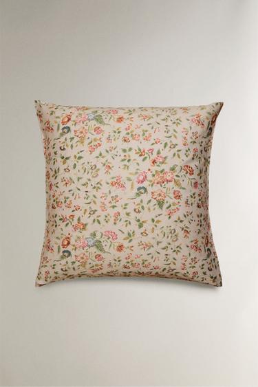 FLORAL SATEEN PILLOWCASE (300 THREAD COUNT) - Light beige by Zara - Image 1