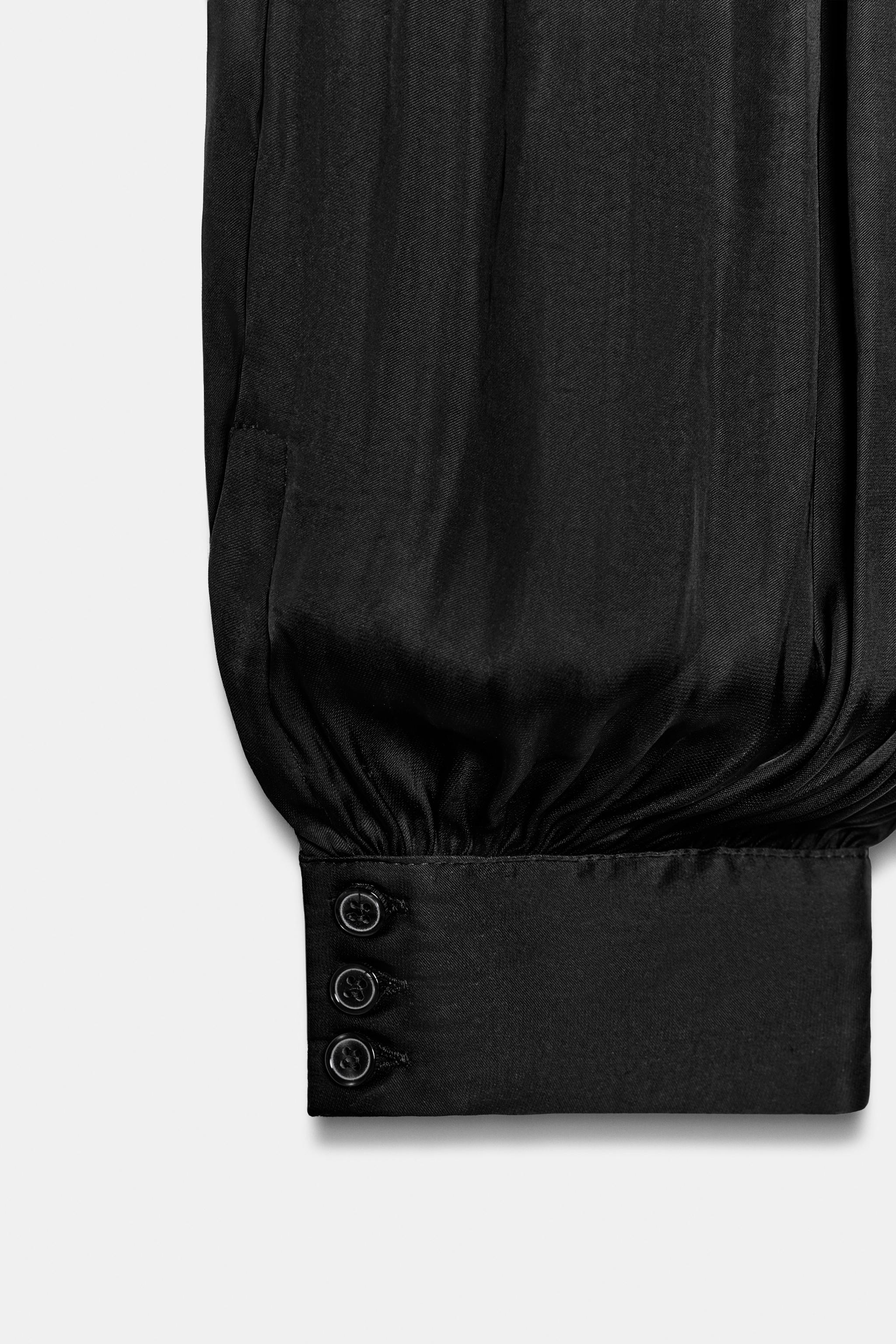 Zara SATEN YÜZEYLİ ZW COLLECTION ŞALVAR PANTOLON görsel 8