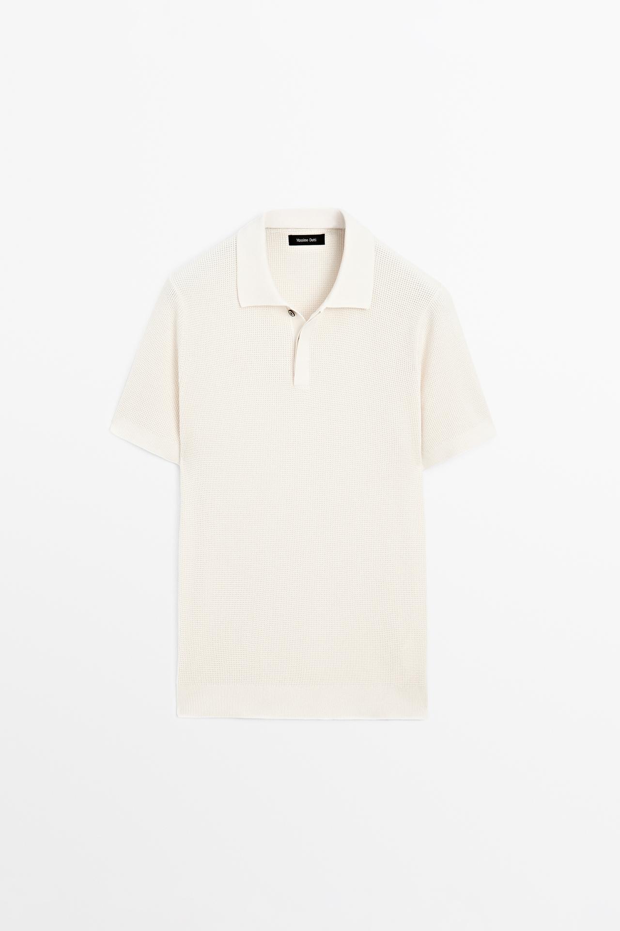 100% cotton short sleeve polo shirt — Ecru
