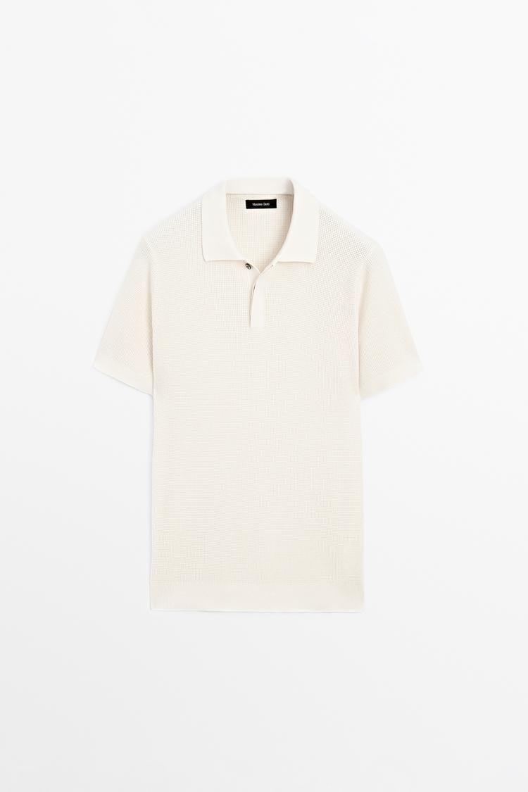 100% cotton short sleeve polo shirt — Ecru