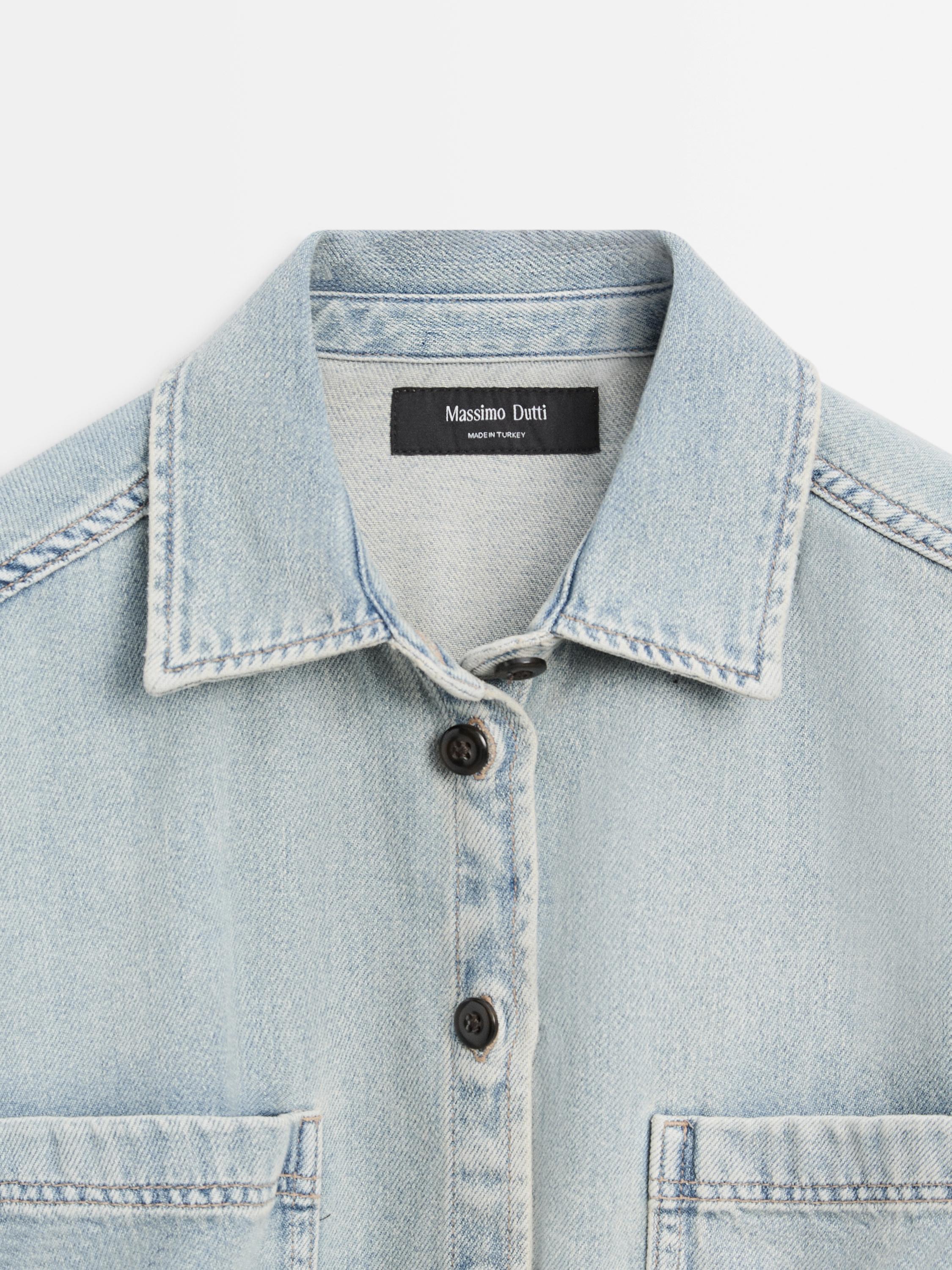Oversize denim shirt with pocket details