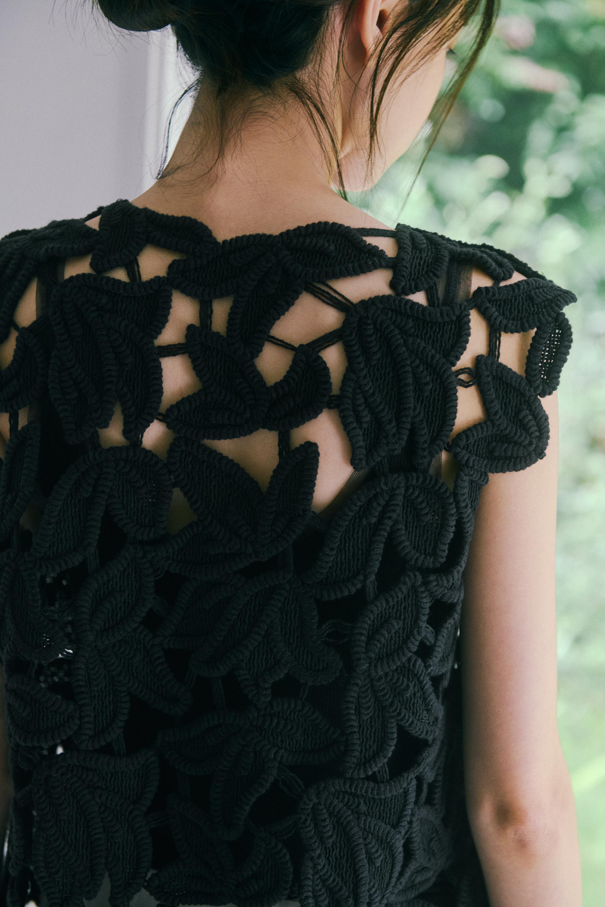 タグ付き新品★ZARAのクロシェ編みベストZW COLLECTION★Mサイズ クロシェ編みベスト ZW COLLECTION - ブラック | ZARA Japan / 日本